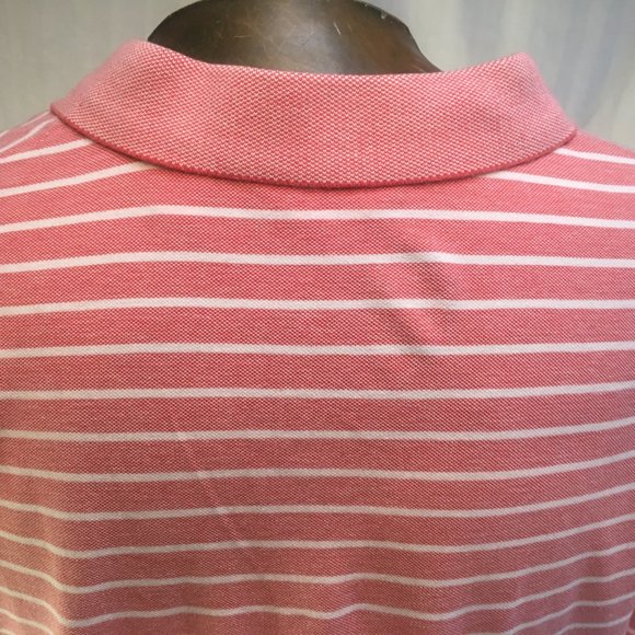 Izod Polo Shirt Mens XL Golf PInk White Stripe Short Sleeve Logo 100% Cotton - Picture 7 of 16